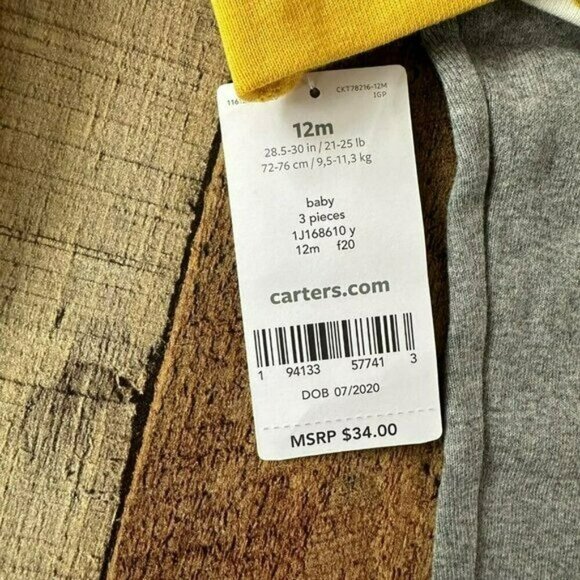 Carters yellow and white 3 piece set with rabbit bunny floral design infant girl - Picture 4 of 5